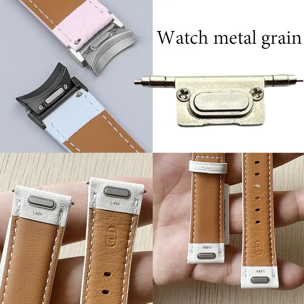 For Samsung GT5 Watch Strap Genuine Leather Strap Button Type Connector Silicone Strap Metal Headband ﻿18mm 20mm 22mm