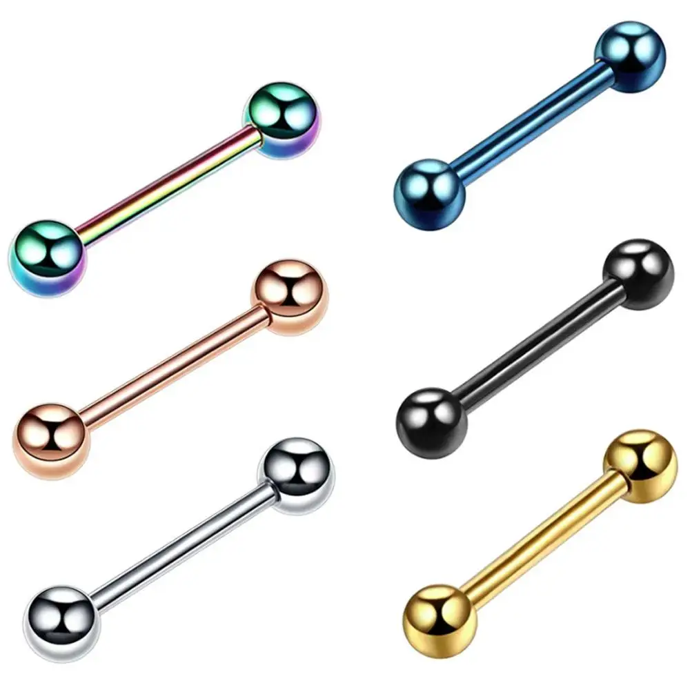 1PC Steel Tongue Barbell Piercings 14G Nipple Barbell Piercing Langue Rings Bars Tragus Barbell Earrings Piercing Body Jewelry