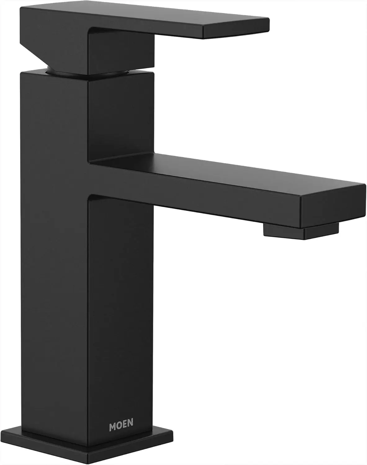 

Modern Matte Black Bathroom Sink Faucet with Deckplate and Drain Assembly