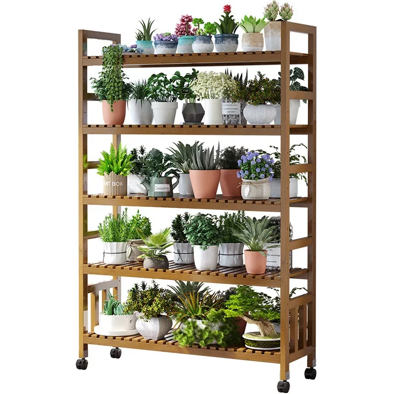 # Mobile Rolling Plant Stand with Wheels Indoor Outdoor Plant Rack Pot Shelf for Balcony Patio Garden Living Room