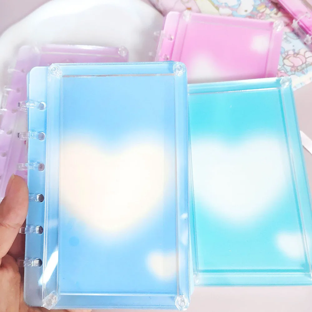 A5 Binder Notebook Scrapbook With Acrylic Cover Heart Star Printed Loose-leaf  Hand Account Notebook For DIY Stationery Gifts