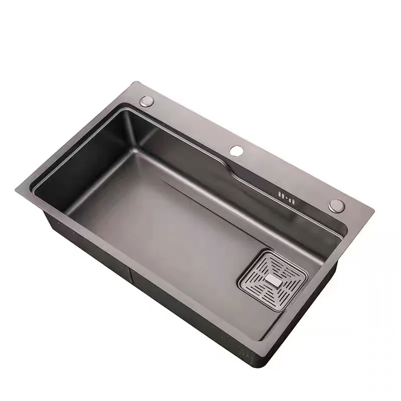 Lavelli singoli Nano controllati da tavolo lavello in acciaio inox 304 lavabo per verdure pistola lavello da cucina grigio