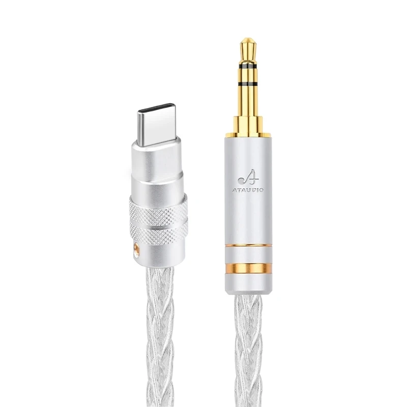 ATAUDIO HIFI reinem silber Typ-C Zu 2,5mm 3,5mm 4,4mm Audio Kabel Stecker-stecker 3,5mm AUX Audio Kabel Für Hirse 6 Und Auto Audio Kabel 3