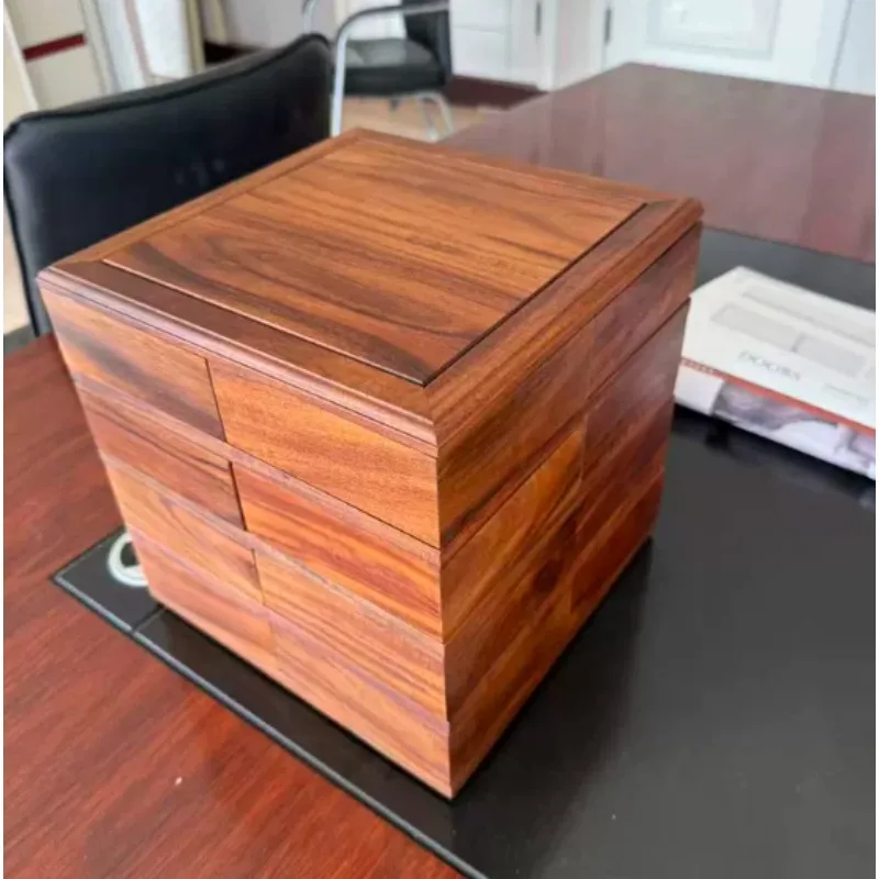 Rotating Mechanism Storage Box, Multi‑Purpose Case for Tea Set Jewelry Bracelets & Wenwan Walnut Collections