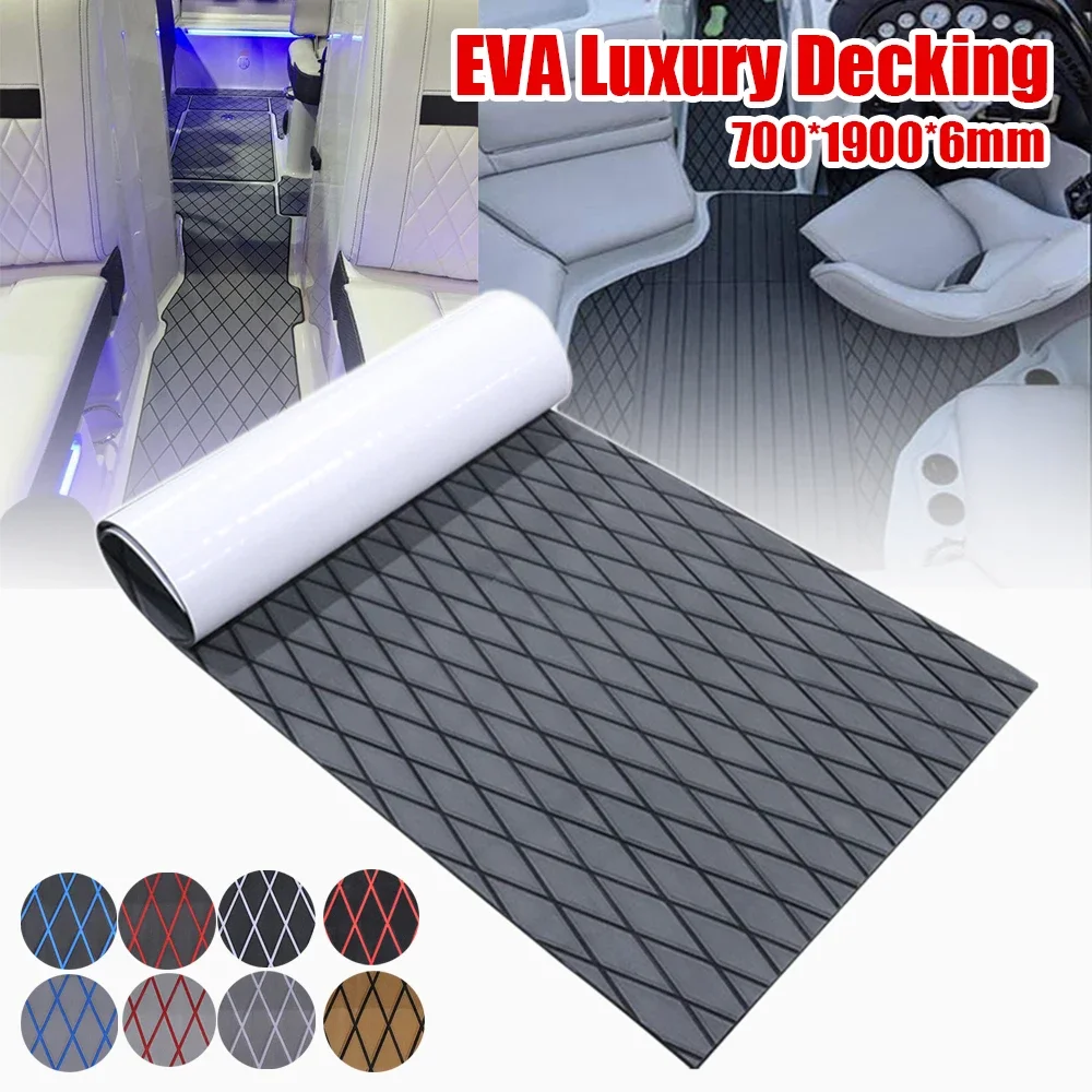 1900*700*6 มม.เพชรแกะสลักรูป Yacht EVA โฟม Decking แผ่น Self-กาว Anti-Skid Faux ไม้สัก Pad Marine เรือแผ่นพื้น