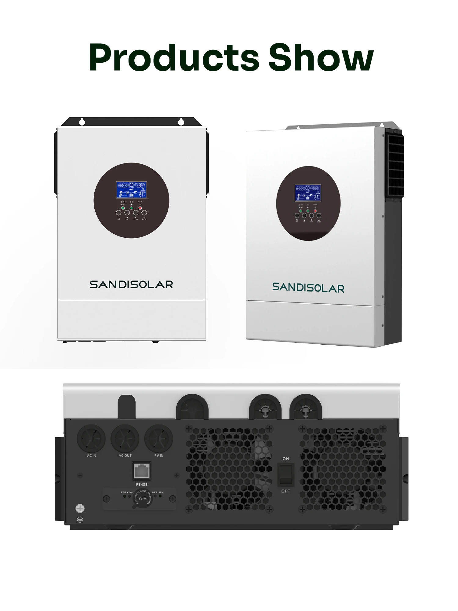 SANDISOLAR 6200W 48V Solar-Hybrid-Wechselrichter Reine Sinuswelle 230V 120A MPPT 6500W PV Eingebautes WLAN 12 Einheiten Parallelbetrieb Ohne Batterie EU-Lagerbestand