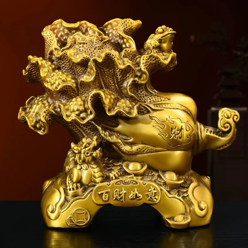 

Feng Shui Copper Cabbage Ruyi Scepter Statue Wealth Ornament for Home Living Decor