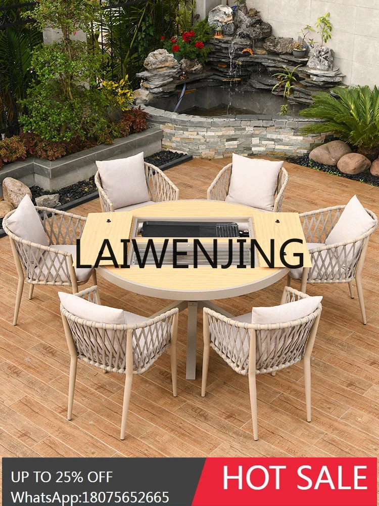 RWJ Outdoor Barbecue Courtyard Dining Table Smoke-Free Electric Baking Pan Outdoor Grill Rack Household Barbecue Oven