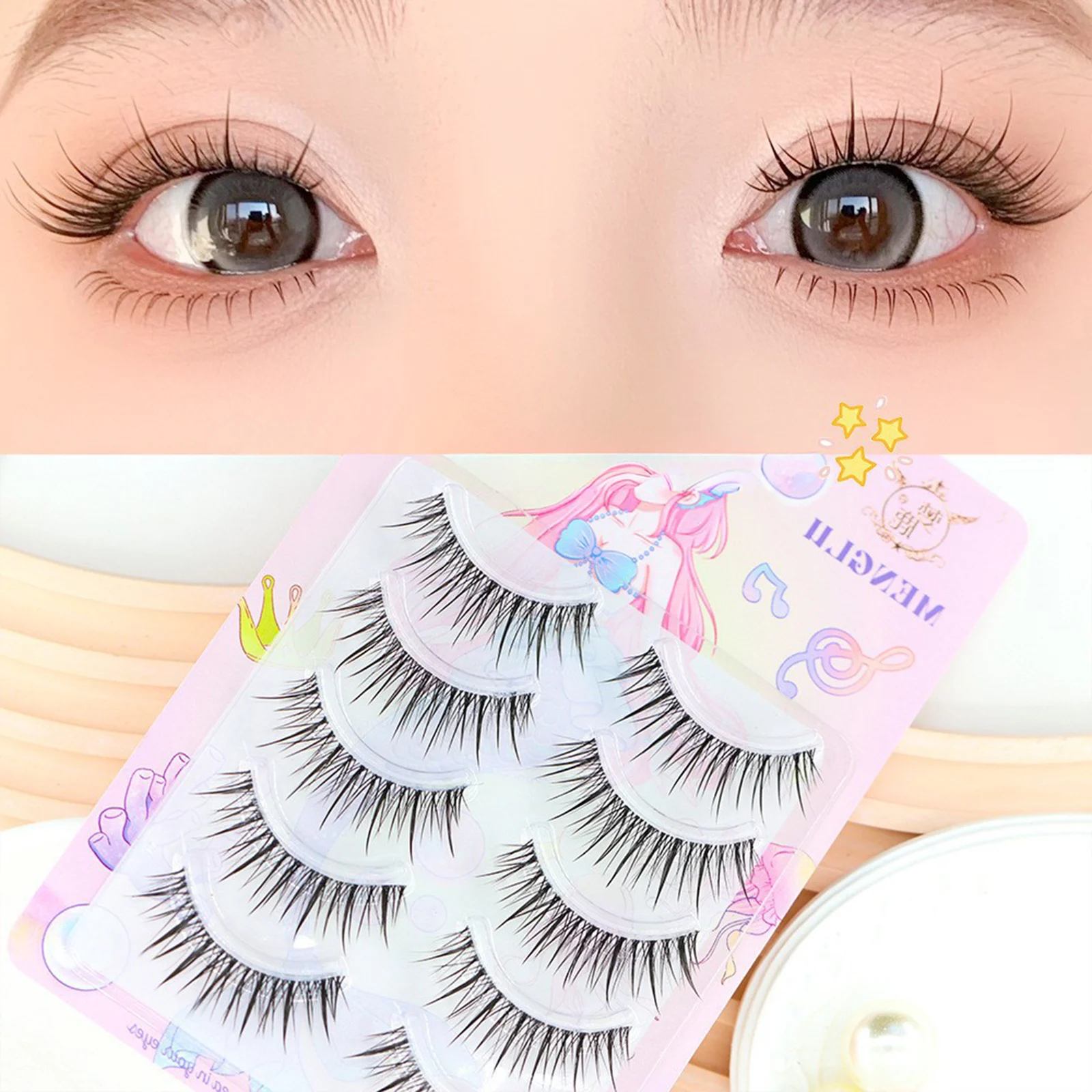 Strisce complete Ciglia finte Stile coreano naturale Estensione ciglia sottili Visone finto Soffici ciglia spesse per il trucco quotidiano