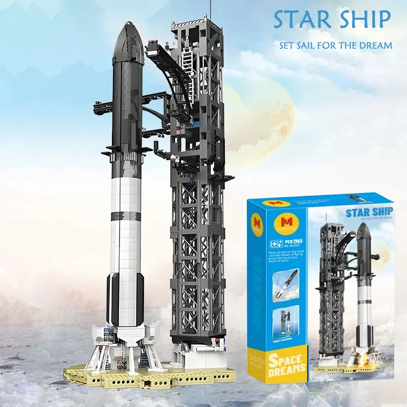 1736PCS Creative Technology Spacex New Return Type Rocket Model Split Joint  Puzzle Building Blocks Toys Gift for Children Kids