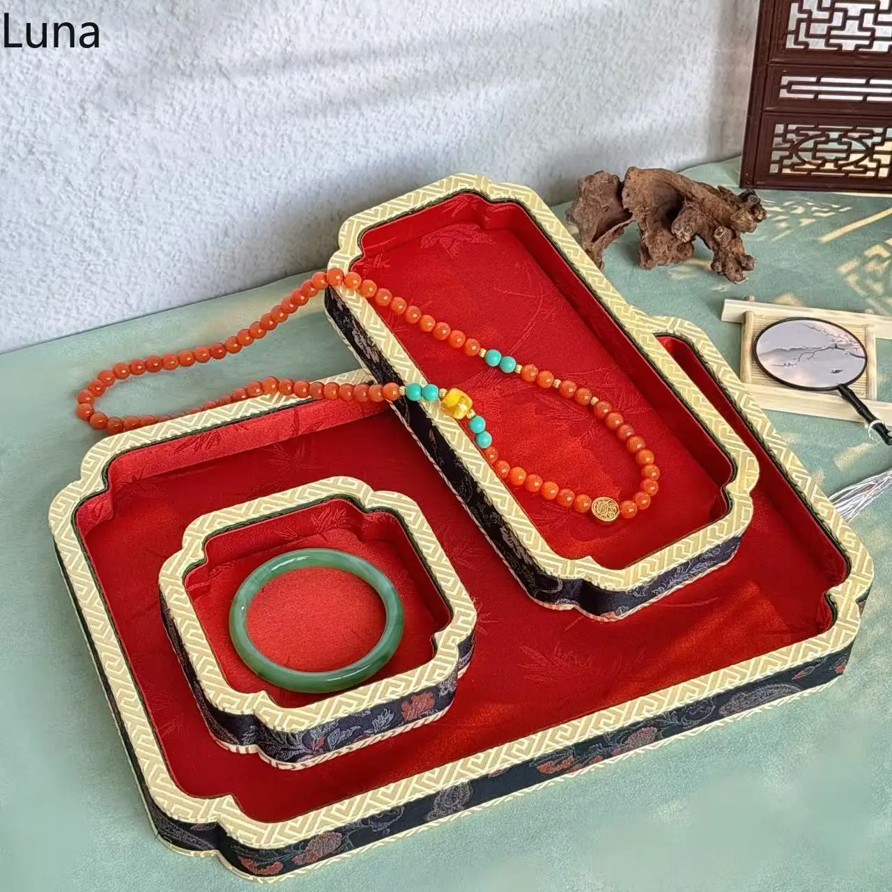 Oriental Jewelry Tray, Ramadan Gift Display for Hand String & Bangle, Multi-Purpose Storage Organizer for Boutique
