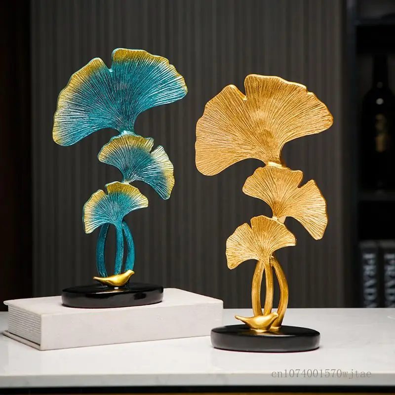 

Ginkgo Leaf Sculpture for Home Decoration Creative Light Yellow and Green Simulation Resin Gift Office and Study Living Room 1PC