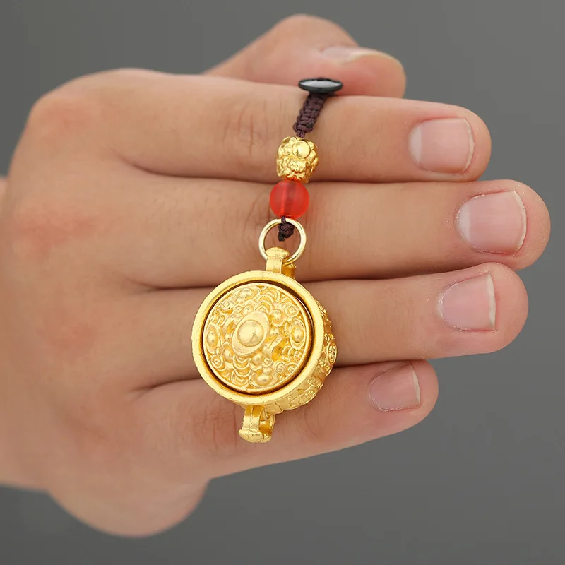 Jubao Pot Twelve Zodiac Keychain Imitation Copper Keychain Rotating Wealth Attraction Pendant Portable Hanging Gift