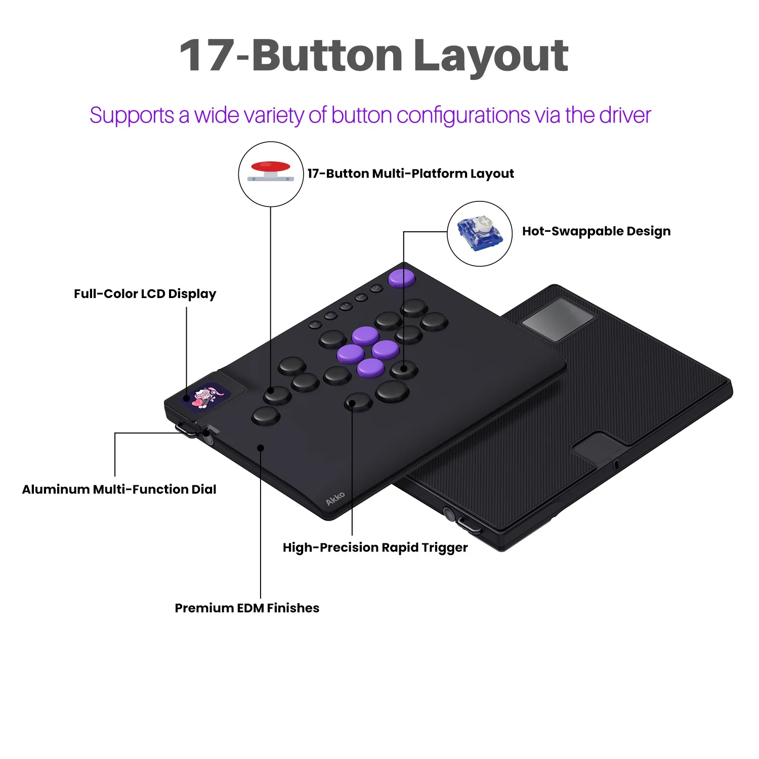 Akko FUNBOX Magnetic Leverless Hitbox Controller Stickless Arcade Controller Keyboard For PC/ PS5/PS4 Switch Fighting Stick view 5