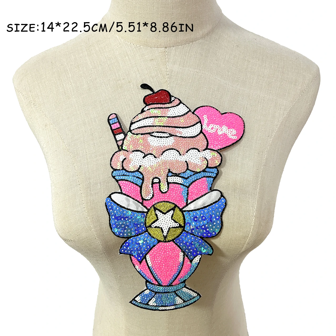 One Piece Eis am Stiel Pailletten-Stickerei-Aufnäher, DIY Kleidungszubehör für Hoodie, Tasche, Schuhe