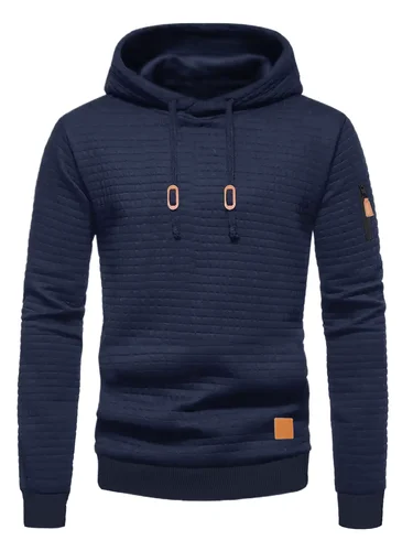 Imagen 2 del producto Sudadera con capucha con estampado de gofres para hombre, jersey informal liso, sudadera cálida, sudadera holgada para deportes al aire libre, Tops, ropa para hombre
