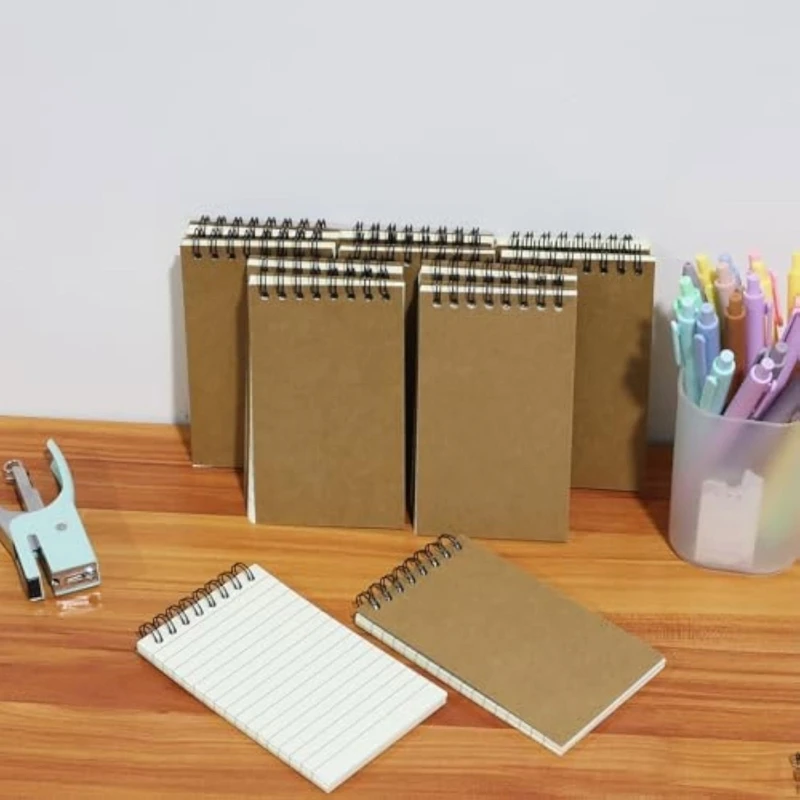 12Pcs Twin Coil Binding Notebook 5x3Inch Small Notebook Writing Pad Wirebound Memobook Pocket Notepads 120 Pages Lined D2RC