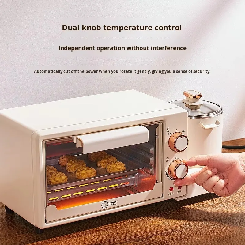 2026Xiaobeizhu Metal Oven Breakfast Machine 2-in-1 All-in-One Multi-Functional Mini Food Steaming Cooking Frying Roasting Pan 11