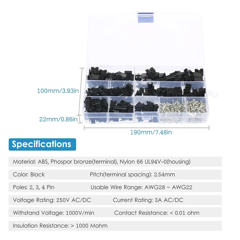 Conector terminal do SM DuPont-Shell, jogo do bloco terminal, 2.54MM-2P, 3P, 4P, 480 PCes