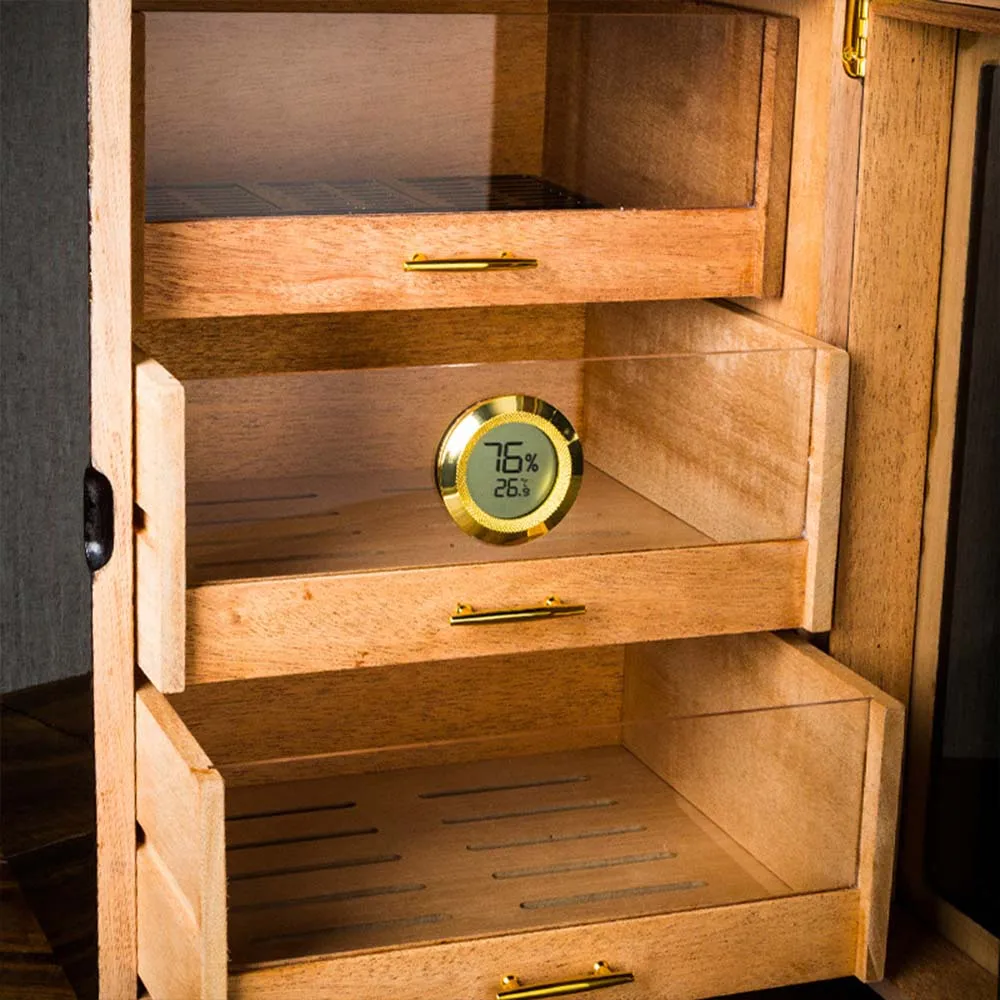 Three Layers Perspective Window Cigar Cabinet Small Cigar Cabinet Cedar Wood Display Moisturizing Box Cooler