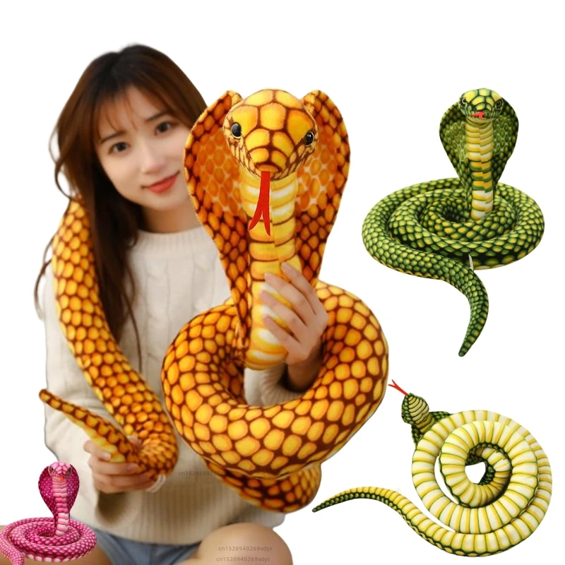 Hot Sale 80/170/240cm Simulated Colorful Cobra Plush Toy Stuffed Animals Snakes Plushies Doll Funny Soft Toys Christmas  GIfts