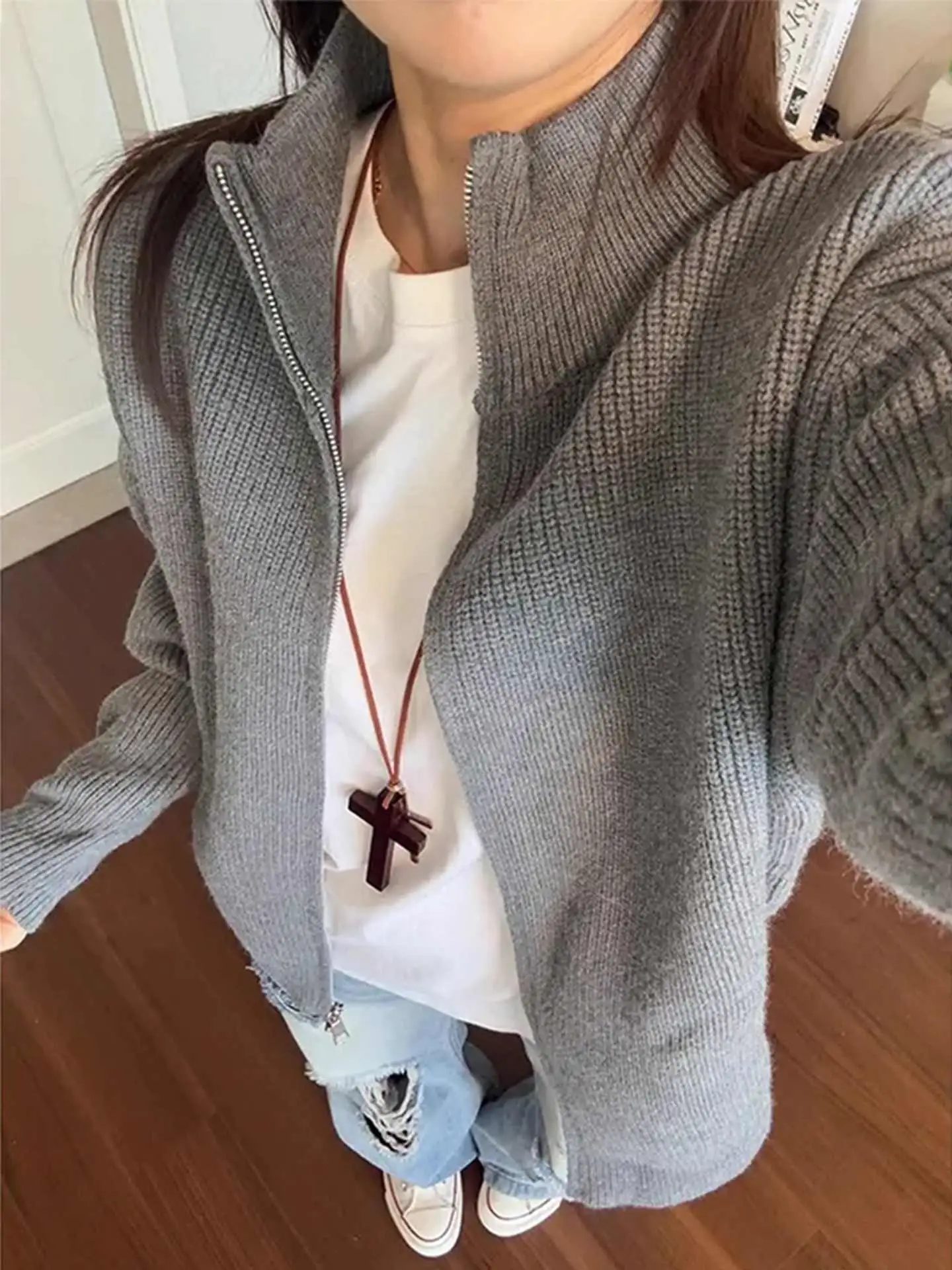 

Вязаный кардиган Cleanfit, свитшот, мужской осенний новый Sle 2029, высококачественный трикотаж с воротником-стойкой Haome, джерт