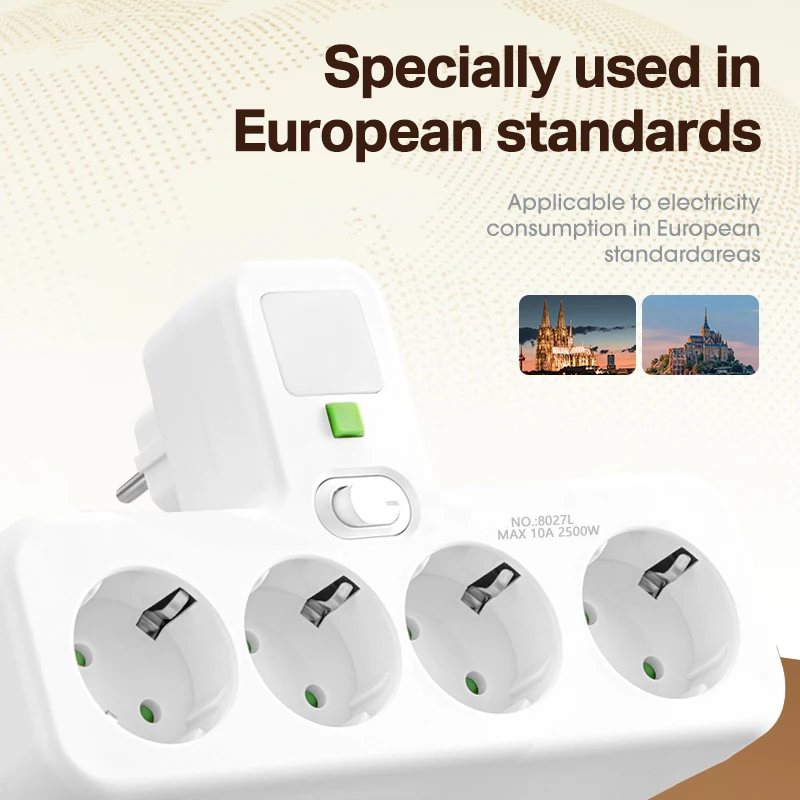EU plug AC power board multi-layer wall mounted socket universal network filter port main switch light adapter