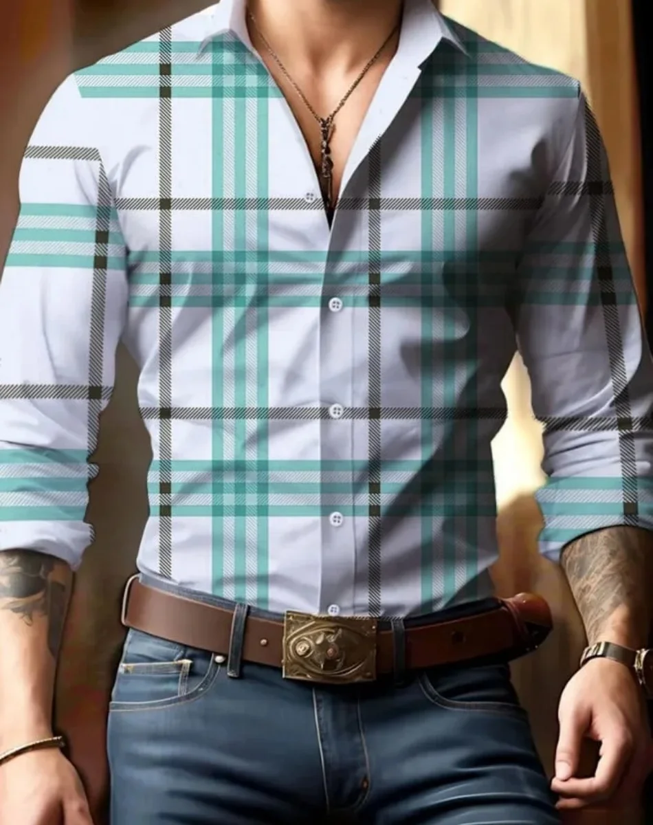 屋外カジュアルシャツ男性用ストライプファッションスリムトップ高品質デザインホットストリートウェアカジュアルシャツ男性用