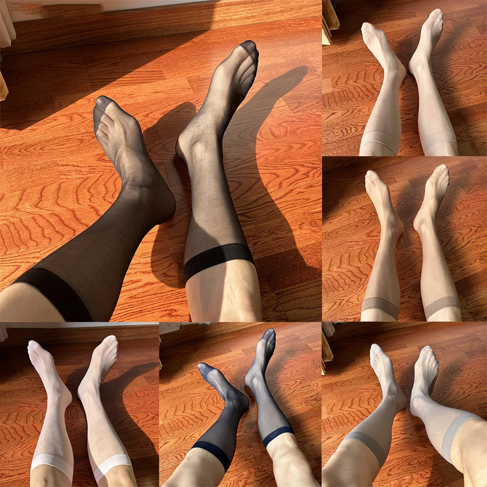 Suit Socks Silky Stockings Sheer Traceless Wear Breathable Comfortable Dress Fitness Mens See-Through Vacation