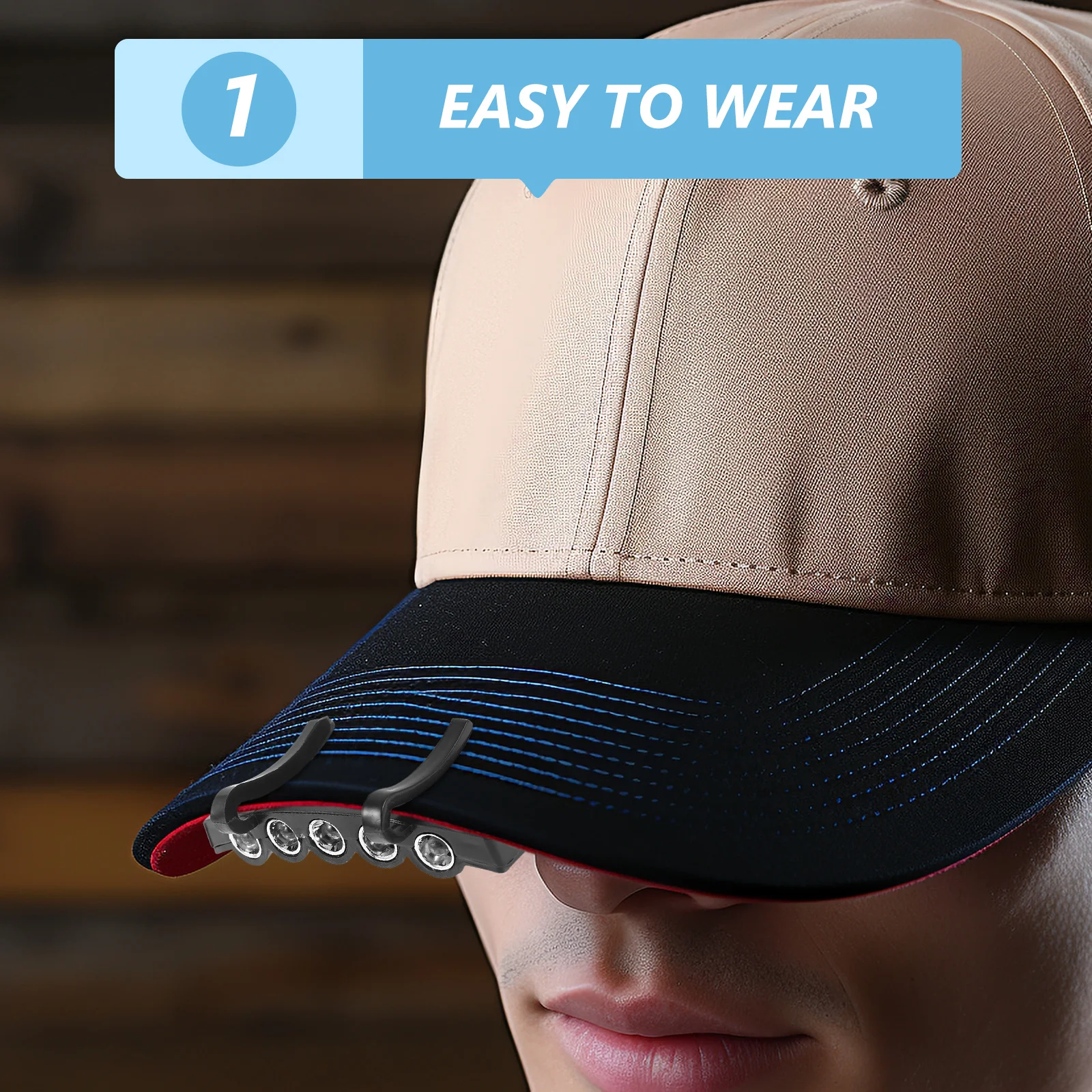 مصباح أمامي بمشبك على القبعة ليلاً لركوب الدراجات والتخييم والمشي لمسافات طويلة وصيد الأسماك والأنشطة الخارجية مصباح يدوي أسود #6