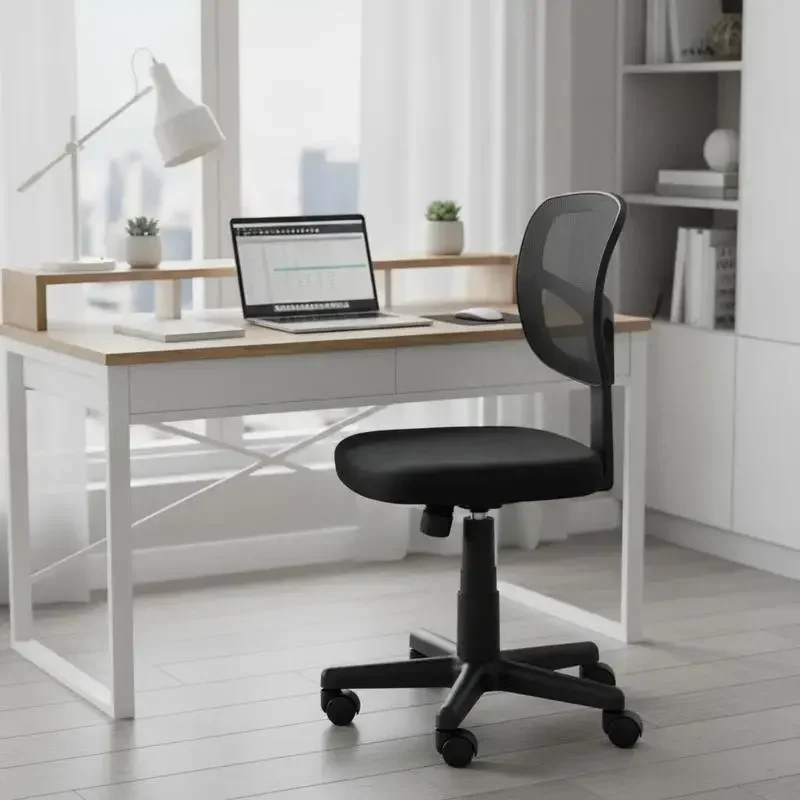 Chaise de bureau sans accessoires, fauteuil de bureau en maille, hauteur réglable, assise rembourrée, pivotant à 360° ° noir