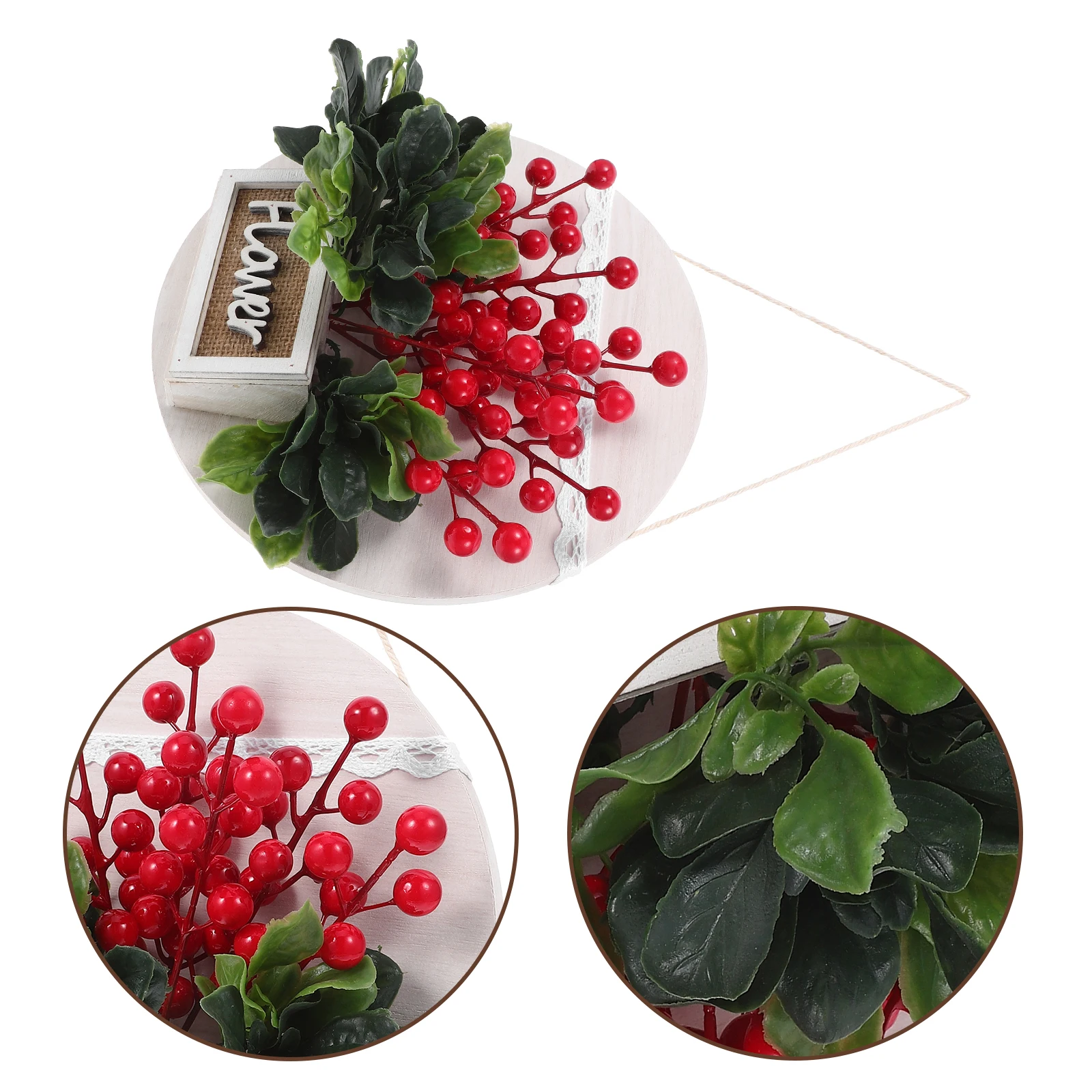 

Wall Hanging Decorative Berries Artificial Red Berry Bonsai Spring Festival Wooden Vase Home Adornment Living Room Art