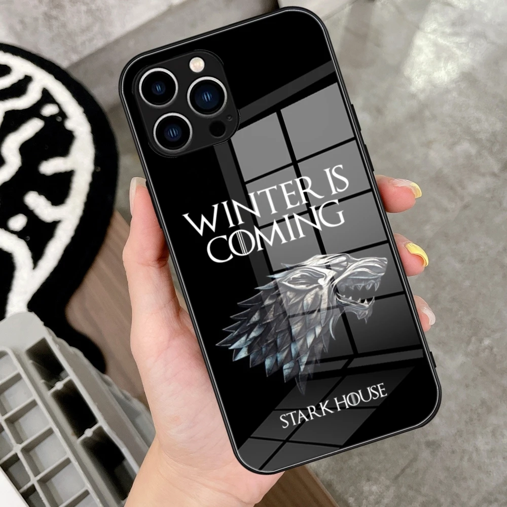 Winter Coming Stark Phone Case Tempered Glass For IPhone 16 15 14 13 12 Pro Max Plus Samsung S24 S23 A55 A54 Covers