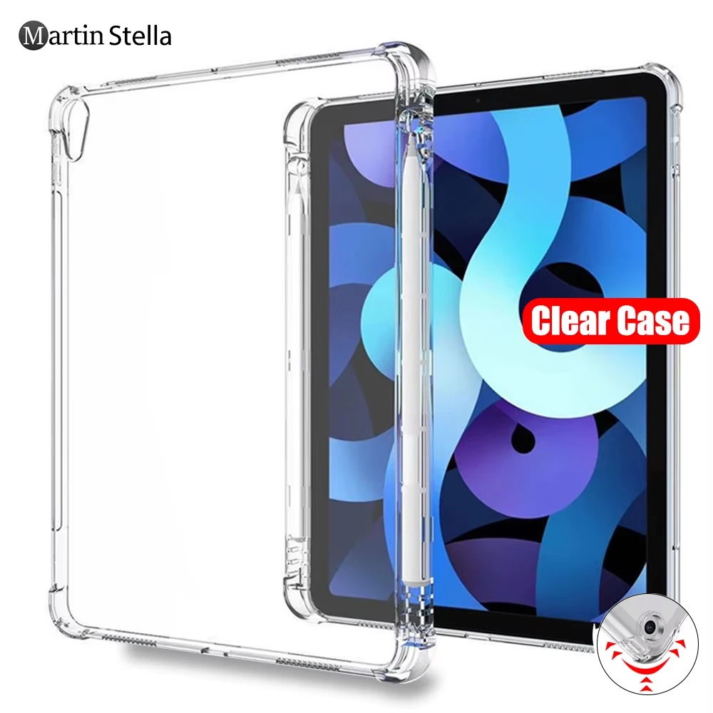 Przezroczyste etui na iPada Pro 11 12.9 10.5 9.7 9. generacji z uchwytem na ołówek Ipad Mini 6 Air 5 4 3 2 1 10th 8 7 5 Tpu Case