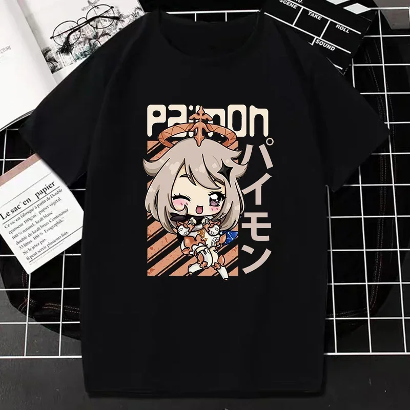 女性のための素敵なすね衝撃漫画プリントTシャツ,グラフィックTシャツ,カワイイゲームのキャラクター,原宿ファッション,ストリートウェア,カジュアルウェア,y2kトップス