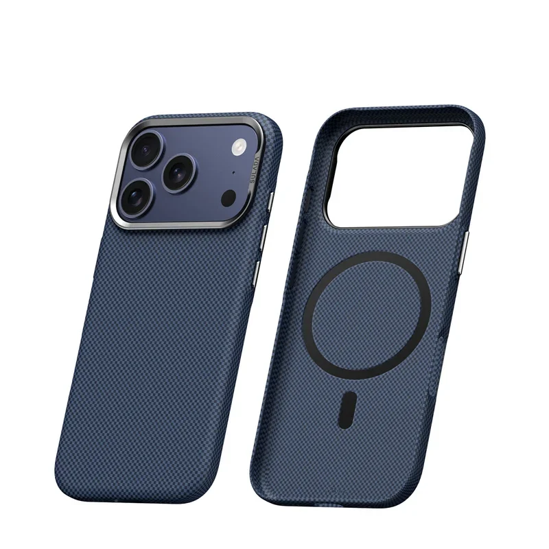 Ultra-Thin Matte Shockproof Hard Pc Magnetic Protective Case with Luxurious Plaid Texture and Metal Lens Frame Phone Case Suitable for 17Pro /16Pro /17 /17Pro Max - náhled 6