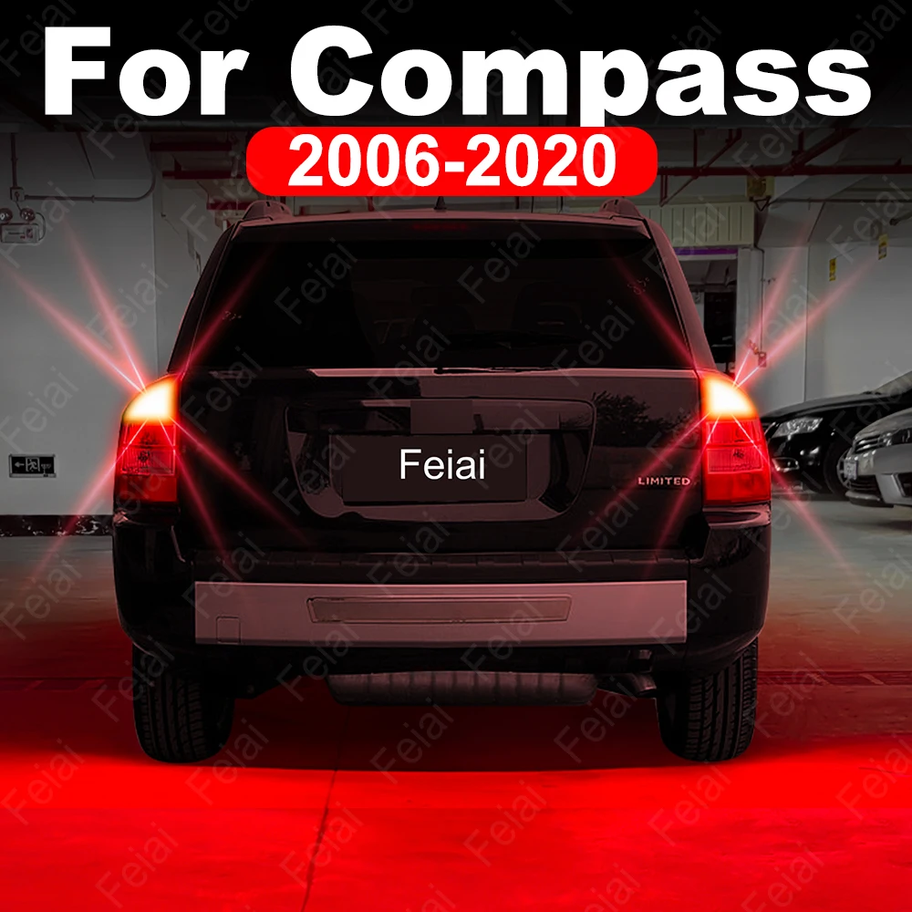 LED Brake Lights Bulb For Jeep Compass MK49 MP 2006 2007 2008 2009 2010 2017 2018 2019 2020 LED Stop Light Bulb Flash Strobe Red