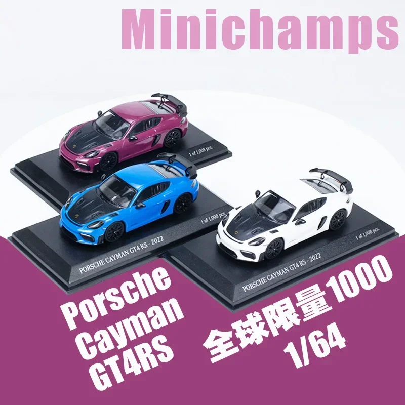 Minichamps 1:64 Porsche Cayman GT4 RS simulation limited alloy car model, children's birthday toys gift trendy accessories.