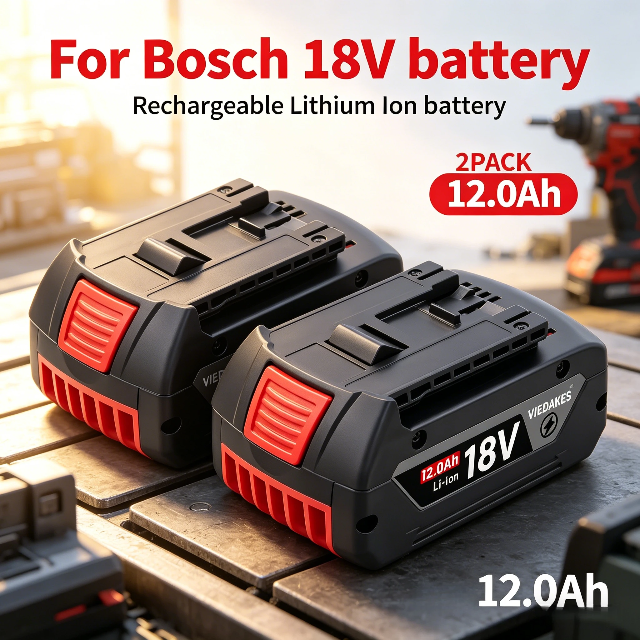 

High Performance 12.0Ah 18V Lithium Ion Battery for Bosch 18V Battery BAT618G BAT609G Power Tool Battery
