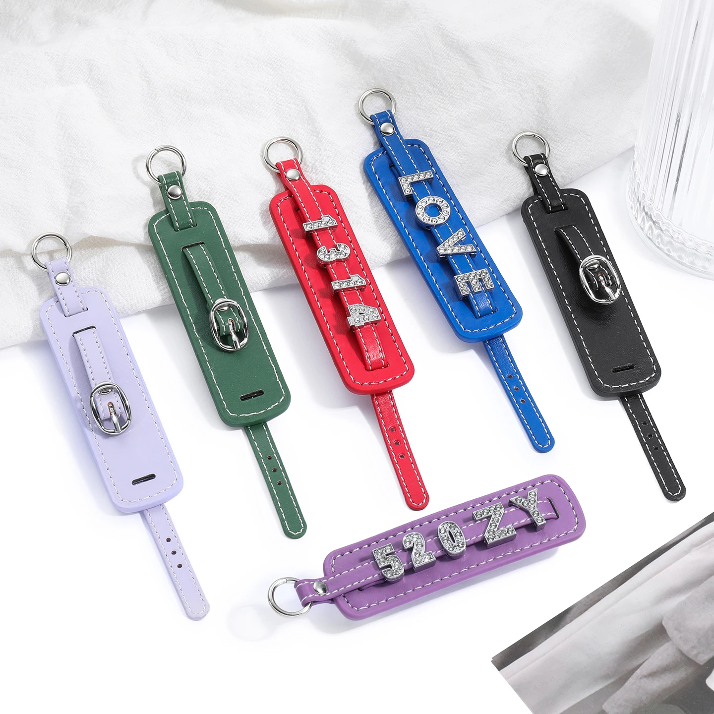 1PC PU Leather Key Chain DIY Bag Pendant KeyChain For Jewelry Making Supplies