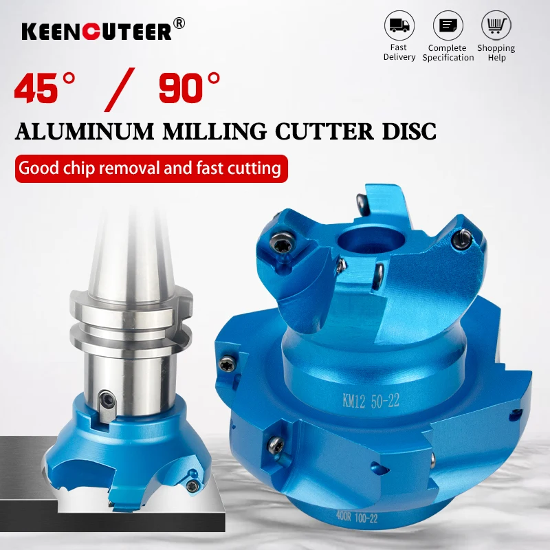 KM12/BAP 400R Face Aluminium Plane Head End Mill Milling Cutter SEKT/APMT Carbide Insert CNC Machine High Hardness Tools