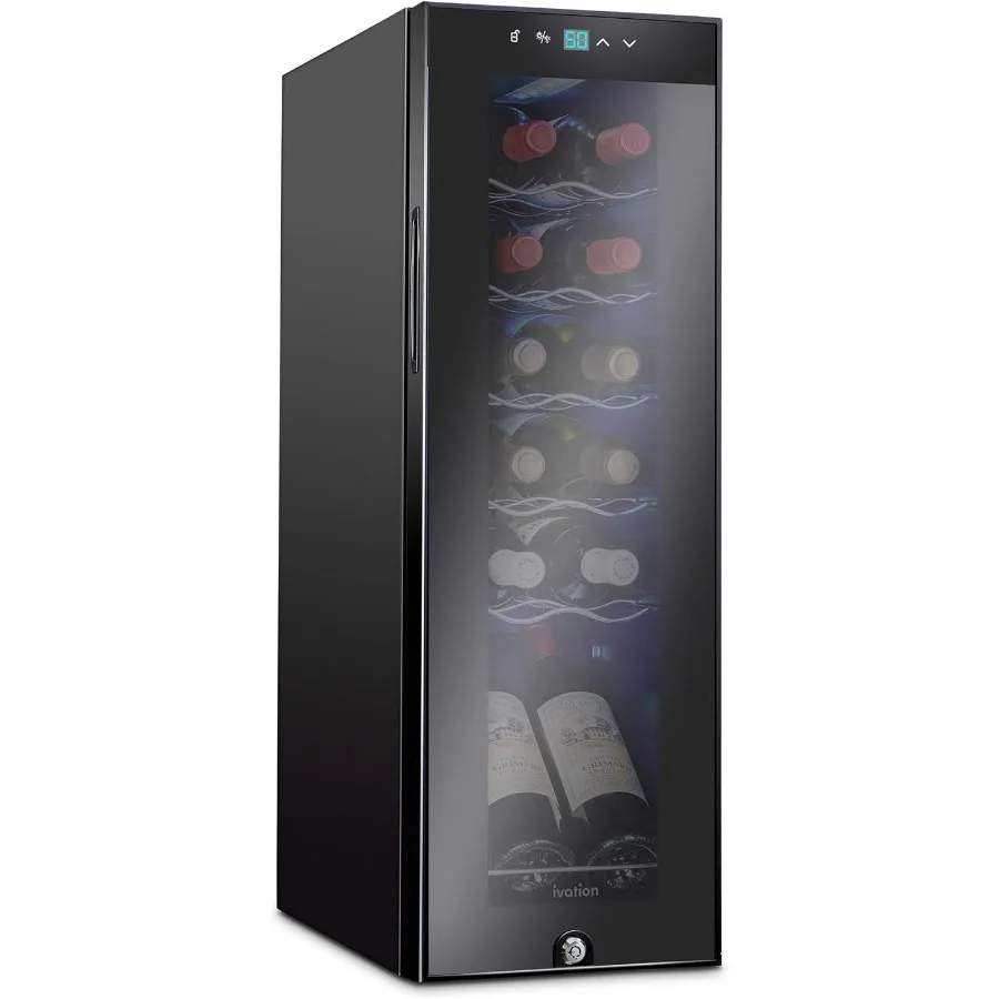 

12-Bottle Compressor Wine Cooler Refrigerator with Lock Large Freestanding Wine Cellar Fridge featuring Digital Temperature Con