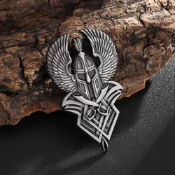 Retro Ancient Greek Spartan Warrior Mask Wings Double Sword Brooch Fashion Men's Personality Trend Cool Punk Jewelry