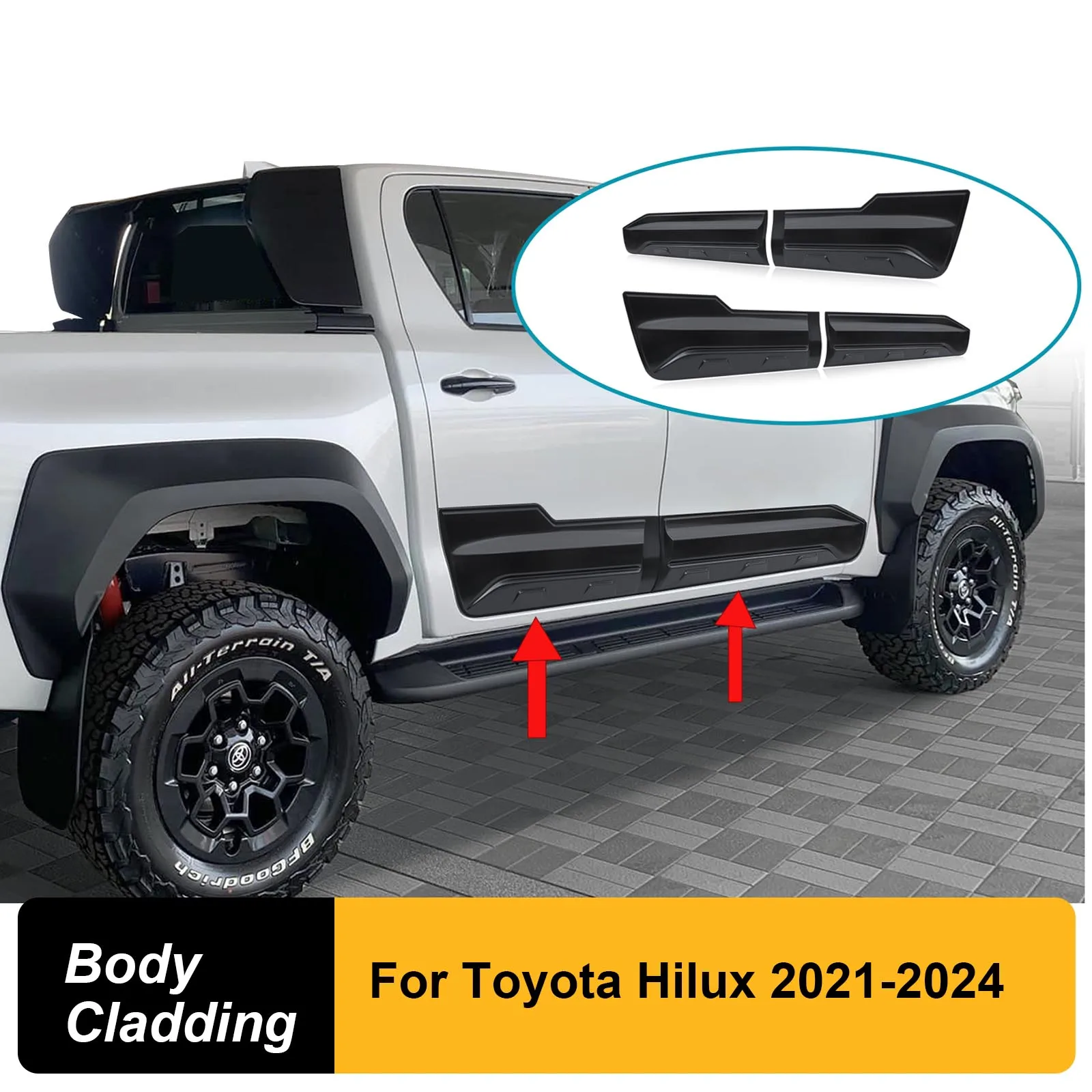 

Matte Black Side Body Protector Cover Door Body Cladding Guard For Toyota Hilux Revo 2023 2024 Double Cabin Accessories