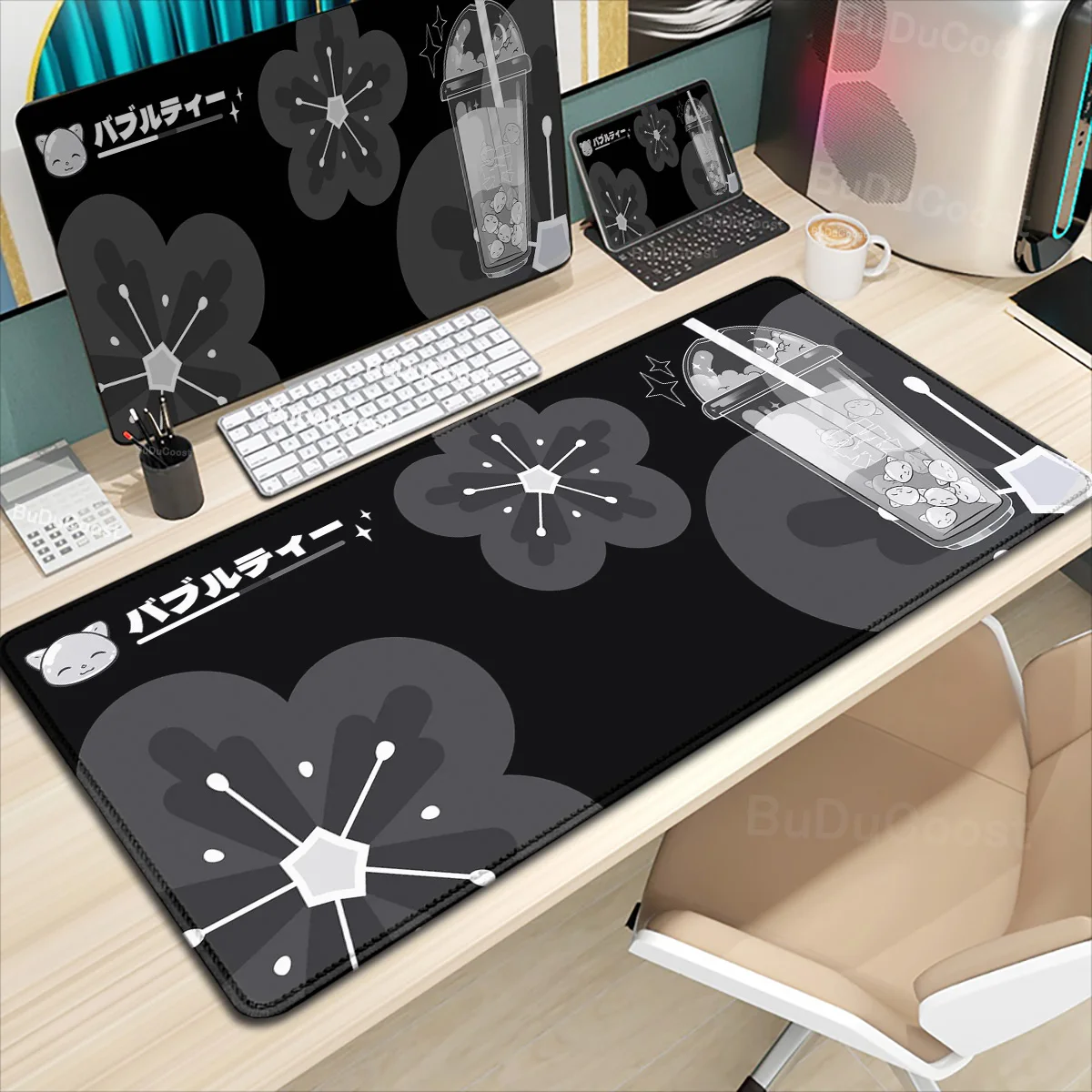 Kawaii Anime Mouse Pad Mausepad Japanese Elements Office Desk Mat XXL Computer Pink Mousepad Cute Keyboardpad Non-slip Speed Rug