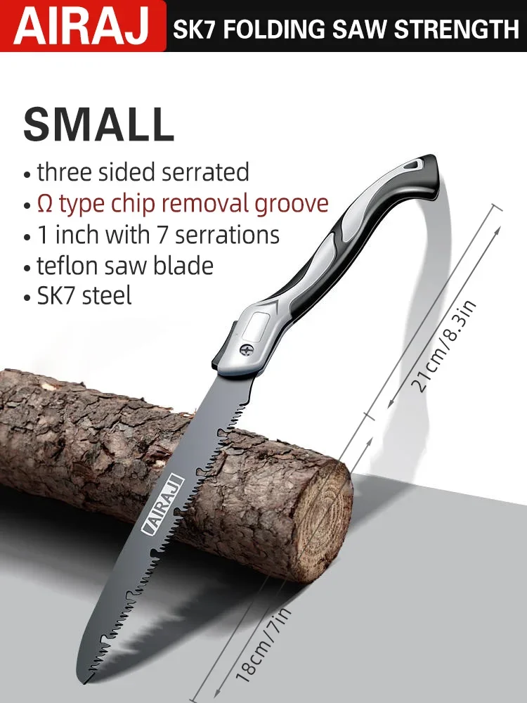 AIRAJ Klappbare Säge, Holzbearbeitungs-Klapp-Flachsäge, Multifunktionale Holzschneidesäge, Scharfe Camping- und Gartensäge, Baumsäge, Handwerkzeug – Detail 3