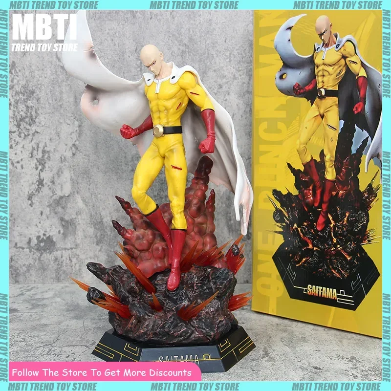 

45cm One Punch Man Saitama Anime Action Figure - Bald Cloak Edition Collectible Model Statue for Boys Ornament Doll Toy Gift