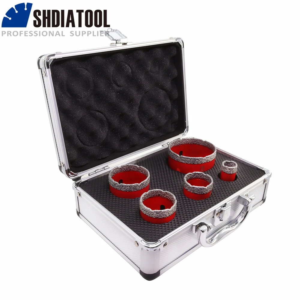 SHDIATOOL 5pcs Diamond Drill Bits Set 20/35/40/50/68mm Drilling Core Bits Marble Ceramic Hole Saw M14 Porcelain Diamond Crowns