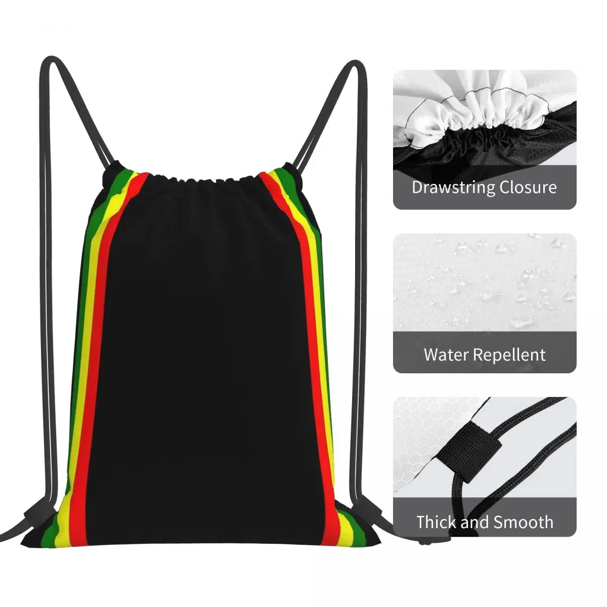 Rasta Stripe Rasta Color Pattern Backpack Portable Drawstring Bags Drawstring Bundle Pocket Sundries Bag BookBag For Man Woman