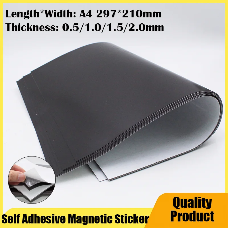 Thick 0.5/1.0/1.5mm A4 Rubber Soft White Magnetic Sheet Self-adhesive Magnetic Tape for Refrigerator Photo Picture Fridge Magnet